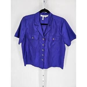 Laura & Jayne Women's Purple Polyester Short Sleeve Button-Up Jacket Size 12